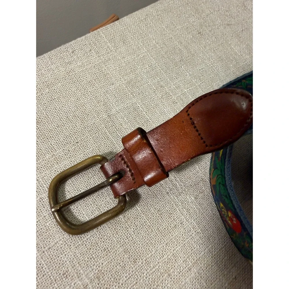 Parrot belt 80s vintage leather accents well loved tropical vacation 38 funky